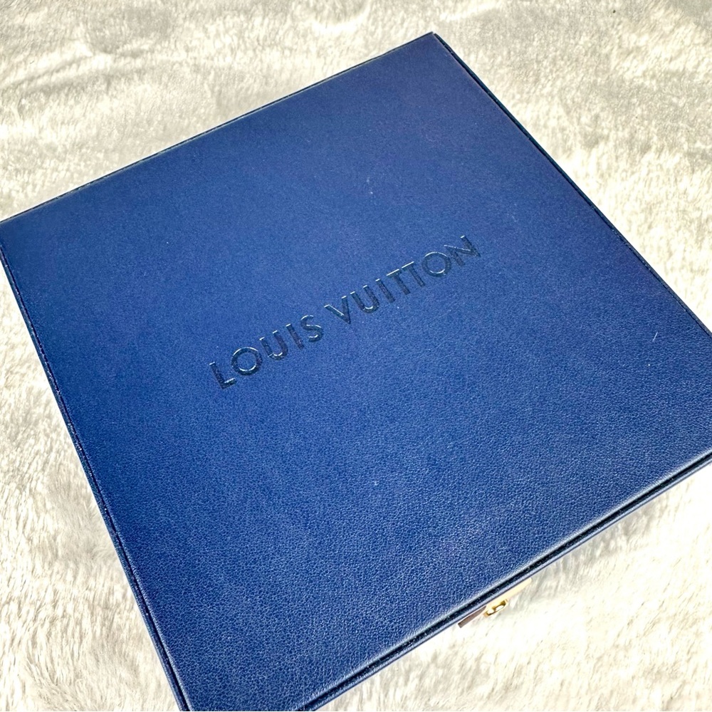 Louis Vuitton Large size Blue Leather jewelry box or watch box LIKE NEW RARE - Picture 8 of 13
